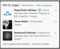Promoted account Twitter KLM